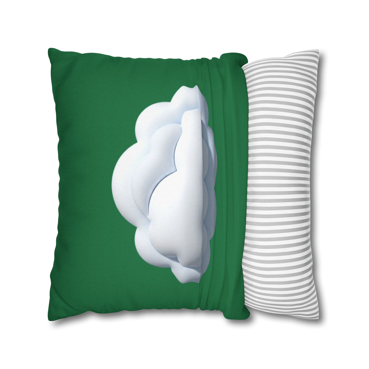 Cloud Graphic Pillowcase — Dark Green Decorative Throw Pillow Cover