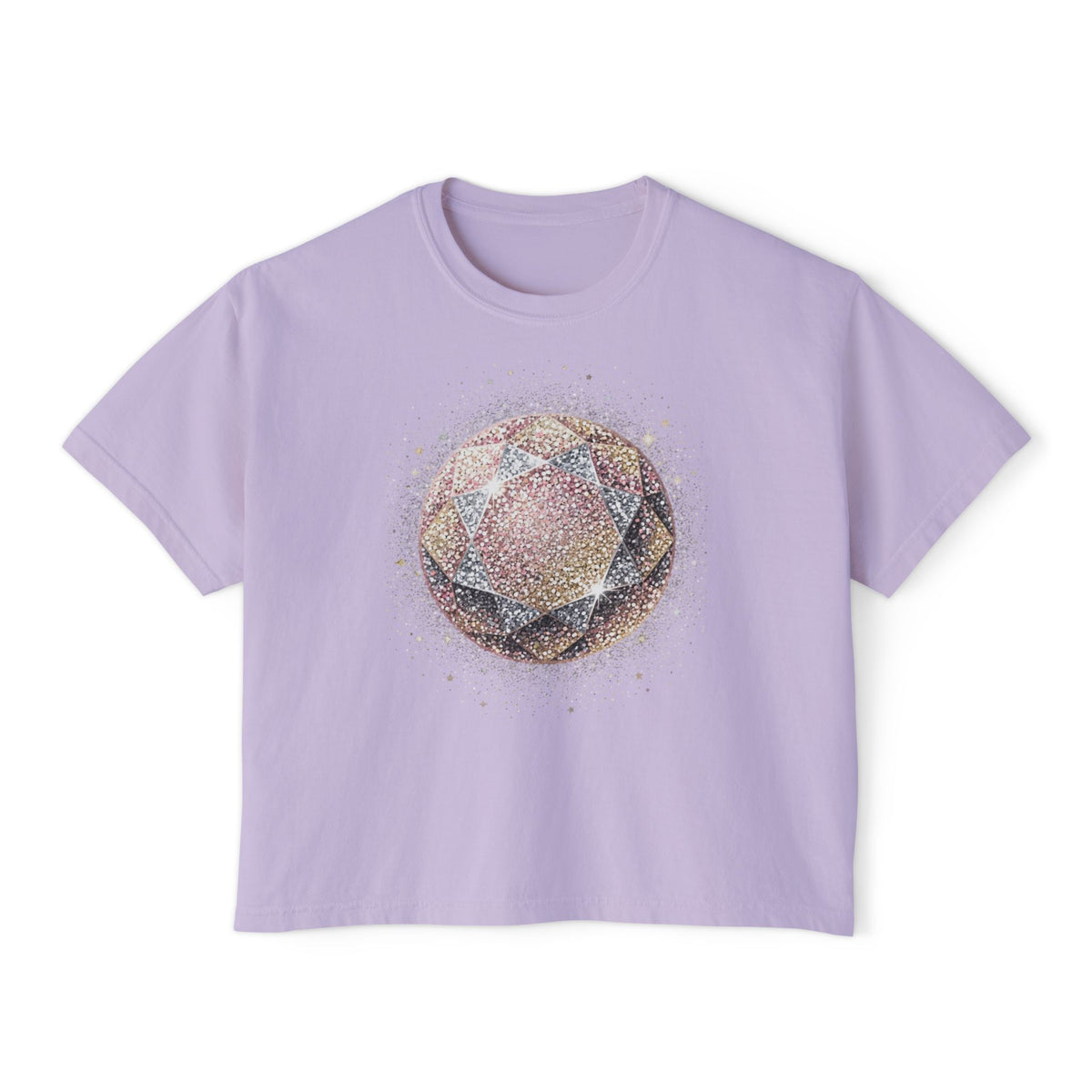 Women's Boxy Tee — Watercolor Geode Crystal Graphic