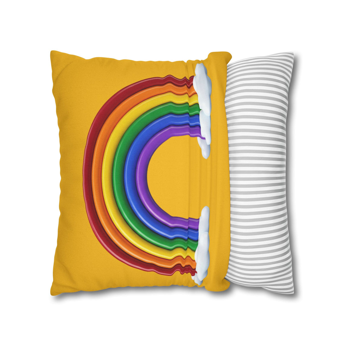 Rainbow Yellow Spun Polyester Square Pillowcase