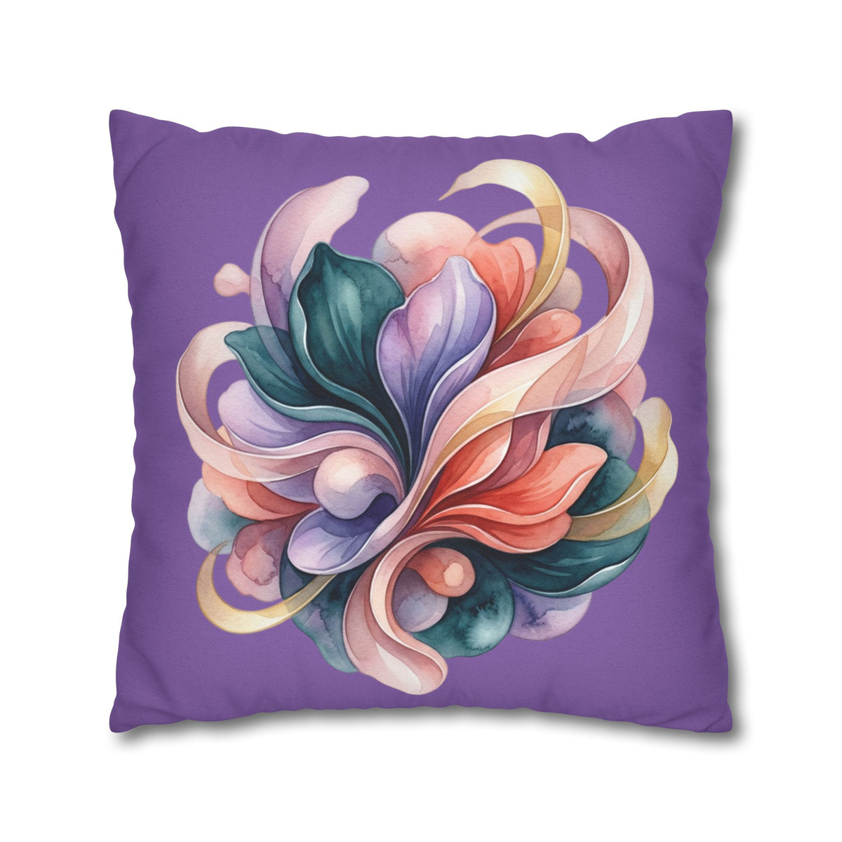 Floral Swirl Decorative Pillowcase — Purple Abstract Bloom Accent