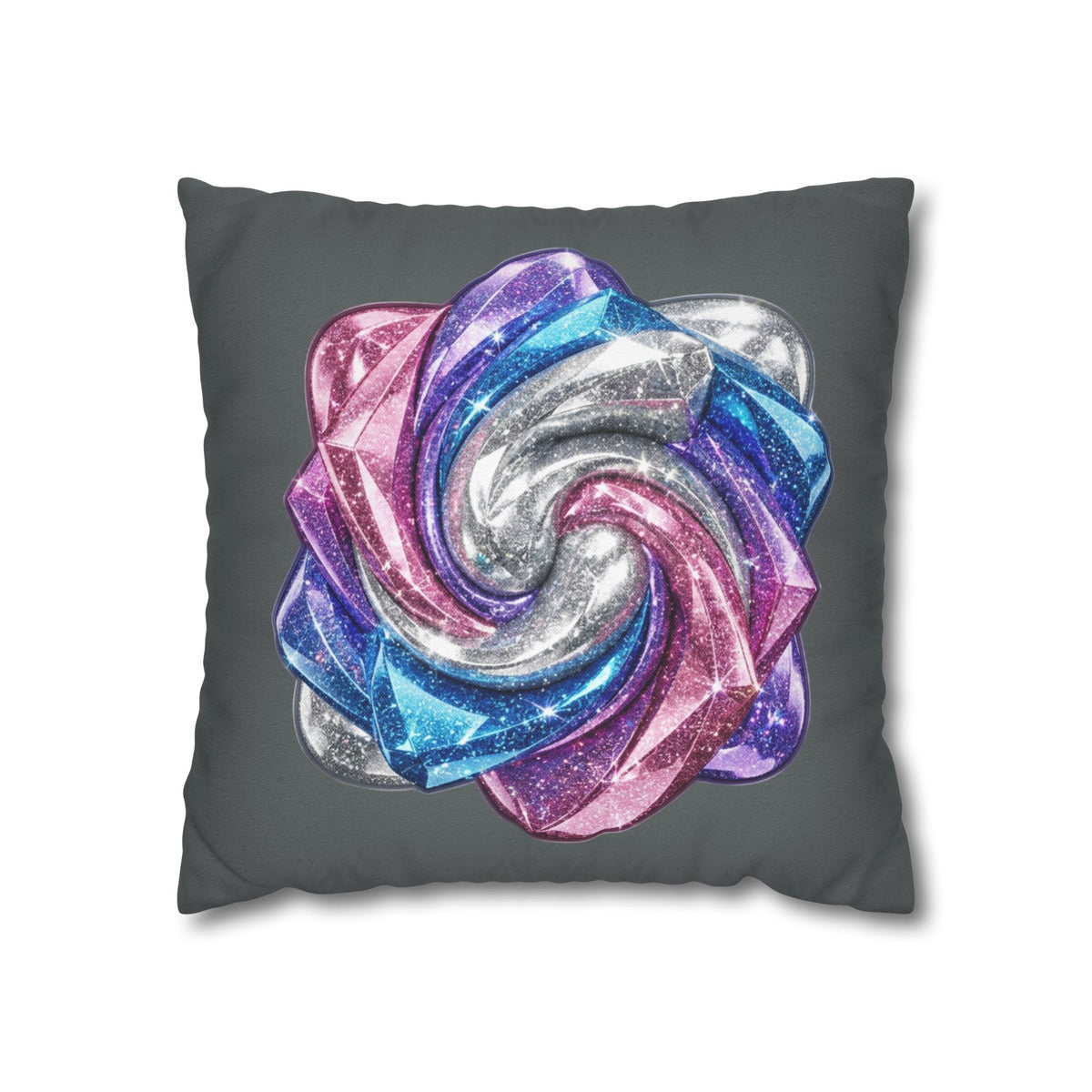 3D Glitter Design Dark Grey Spun Polyester Square Pillowcase