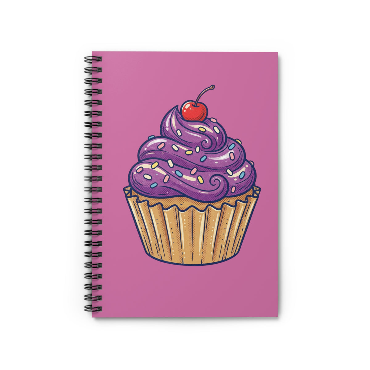 Cupcake Spiral Notebook — Purple Frosting Cherry Journal