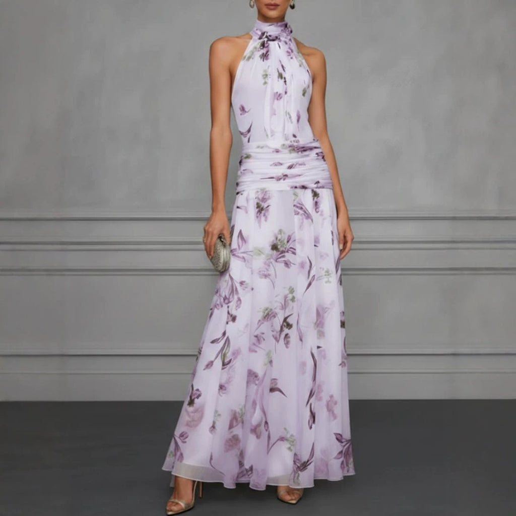 Halter neck printed dress