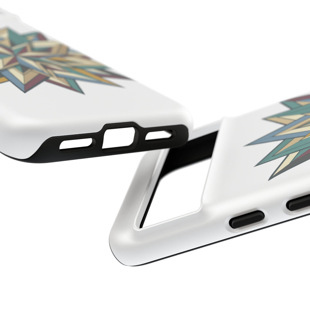 Geometric Star Phone Case — Teal & Earthtone Mandala Design