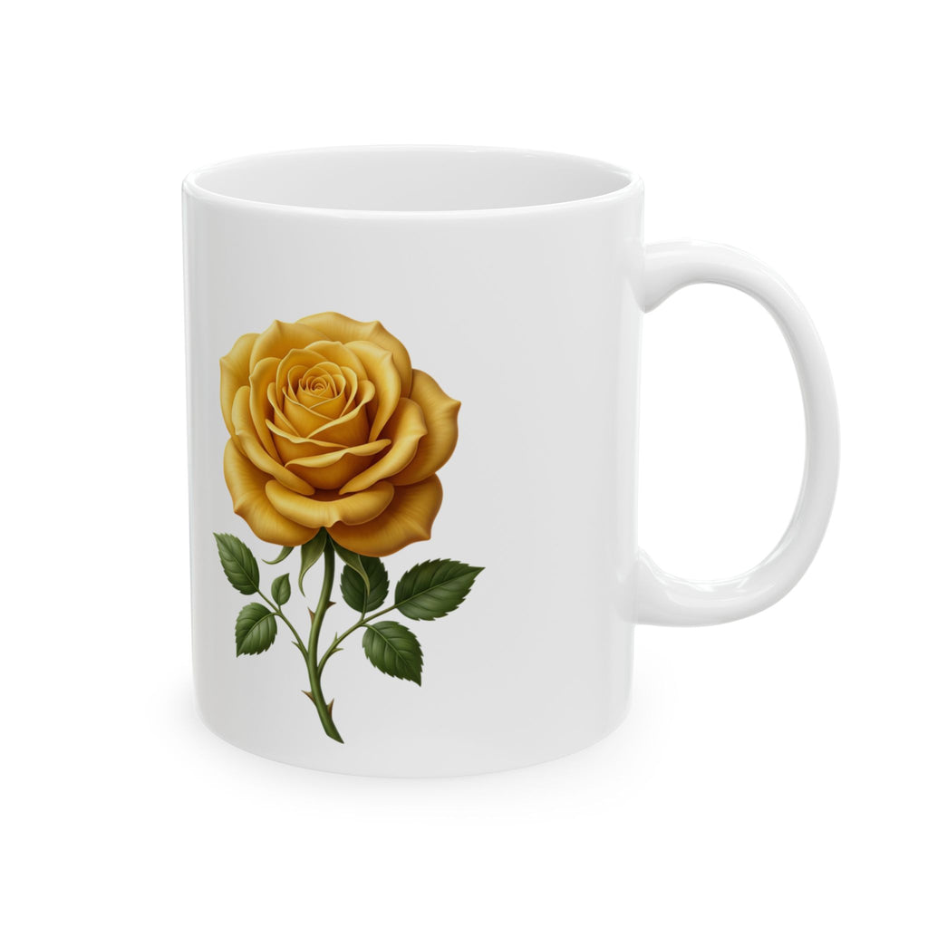 Yellow Rose Ceramic Mug - Floral Coffee Tea Cup (11oz & 15oz)