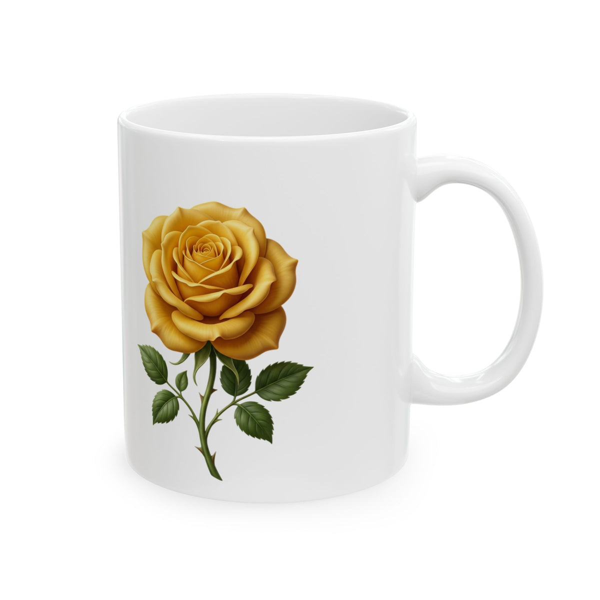 Yellow Rose Ceramic Mug - Floral Coffee Tea Cup (11oz & 15oz)