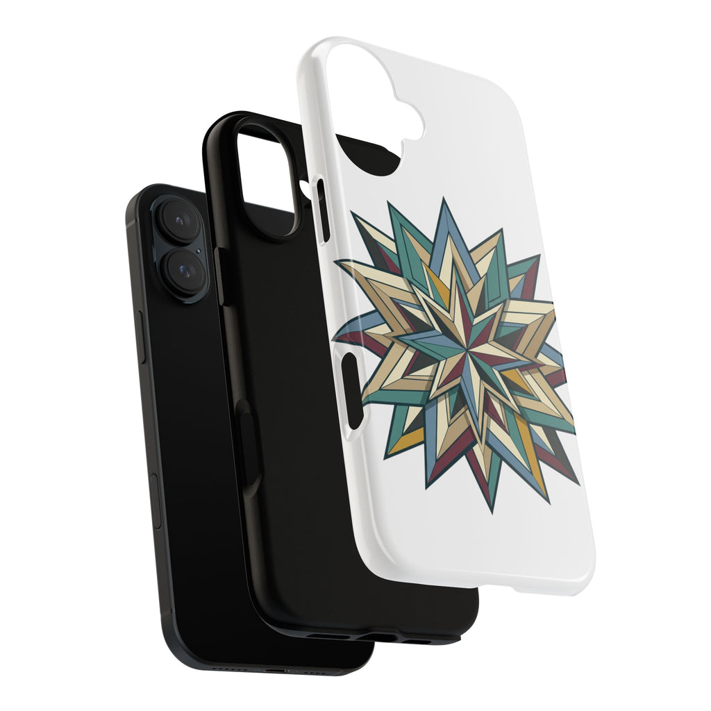 Geometric Star Phone Case — Teal & Earthtone Mandala Design