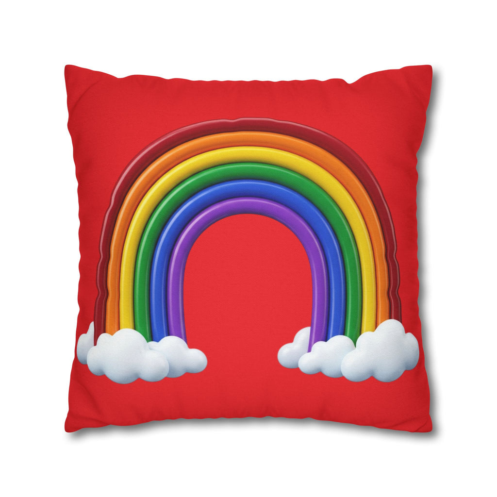 Rainbow Red Spun Polyester Square Pillowcase