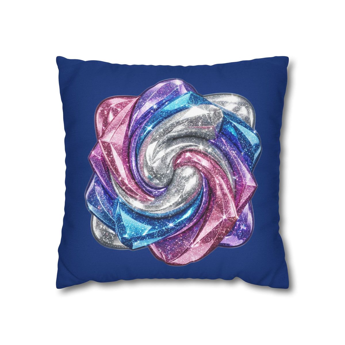 3D Glitter Design Navy Spun Polyester Square Pillowcase