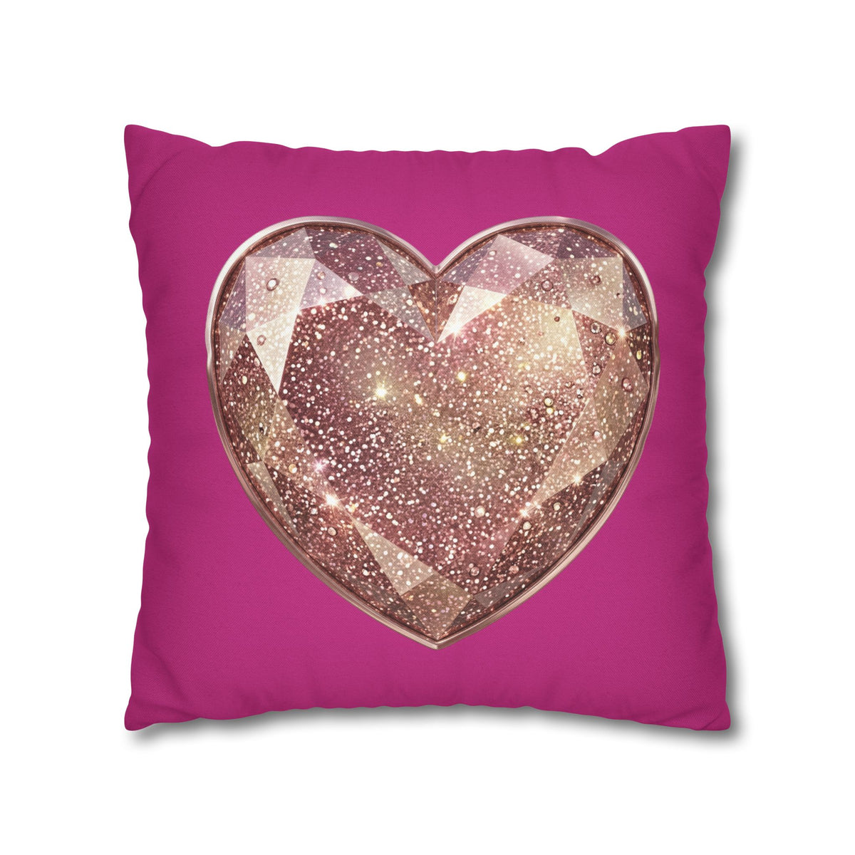 Sparkling Rose Gold Heart Throw Pillowcase- Magenta