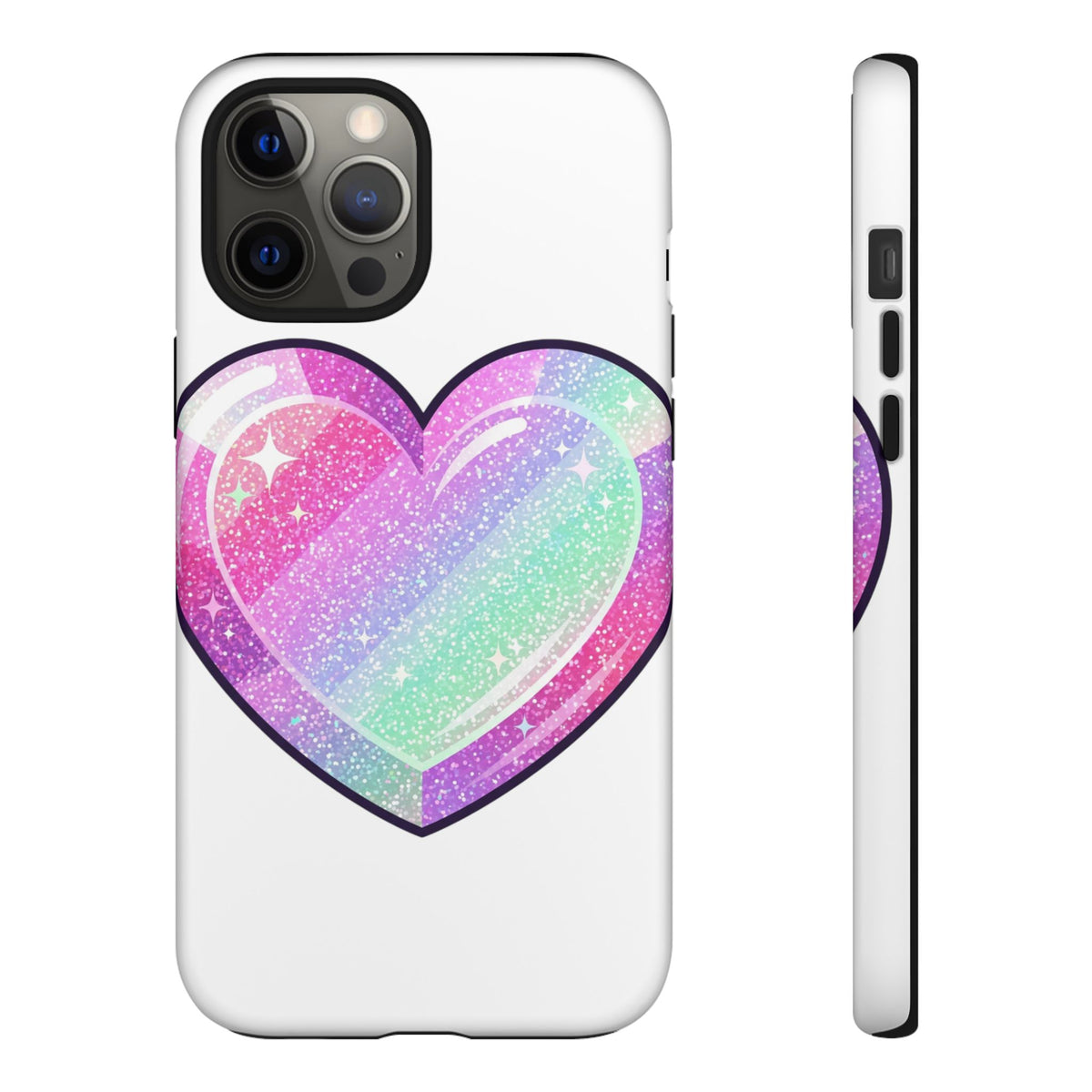 Pastel Glitter Heart Tough Phone Case — Cute Protective Phone Cover