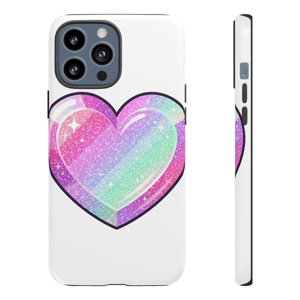Pastel Glitter Heart Tough Phone Case — Cute Protective Phone Cover