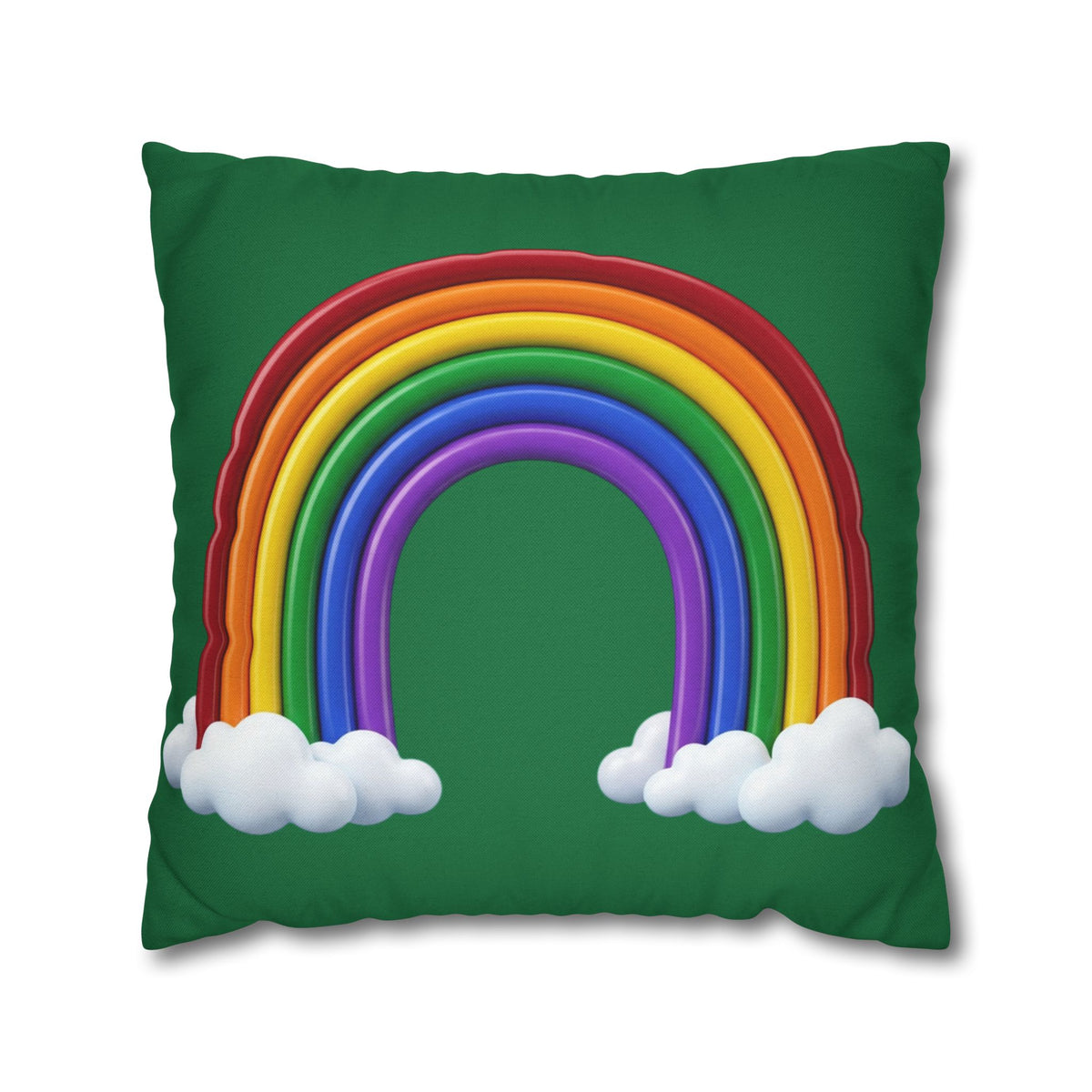 Rainbow Dark Green Spun Polyester Square Pillowcase