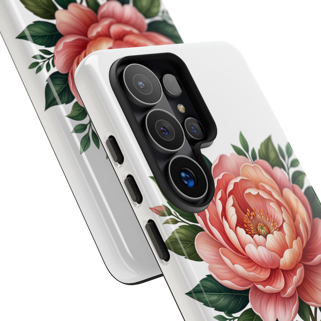 Floral Peony Tough Phone Case — Protective Botanical iPhone Cover