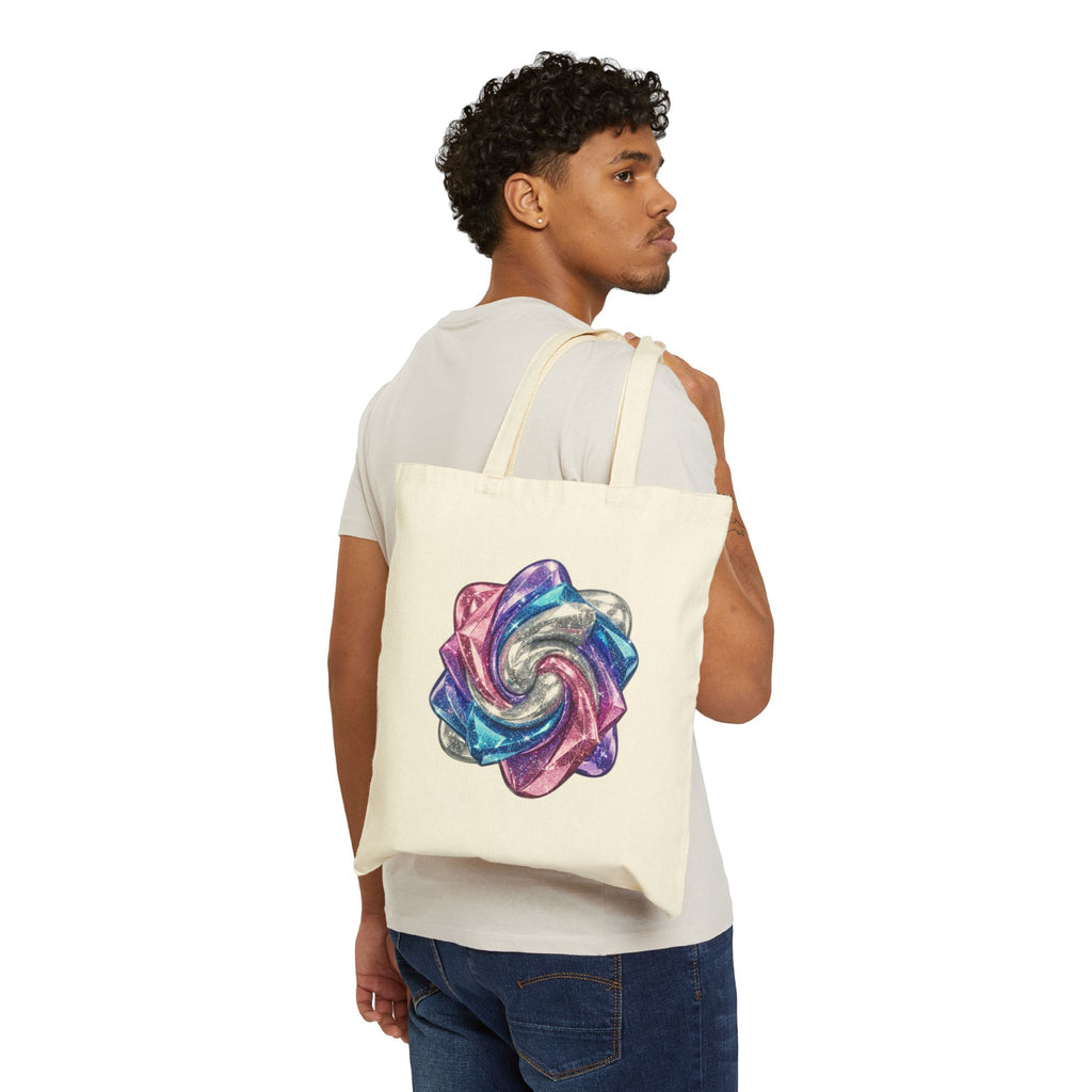 3D Glitter Design Cotton Canvas Tote Bag