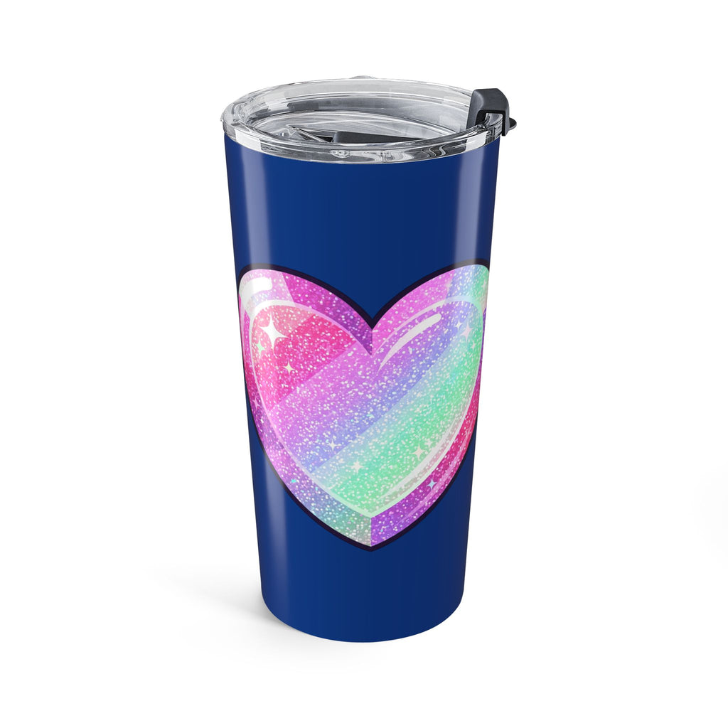 Pastel Glitter Heart Tumbler 20oz- Navy