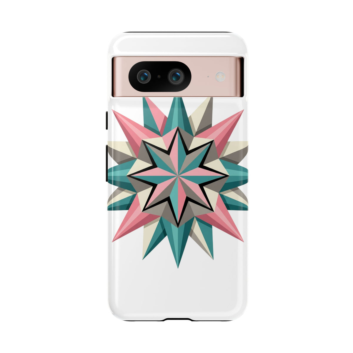 Geometric Star Tough Phone Case – Pink Teal Compass Design