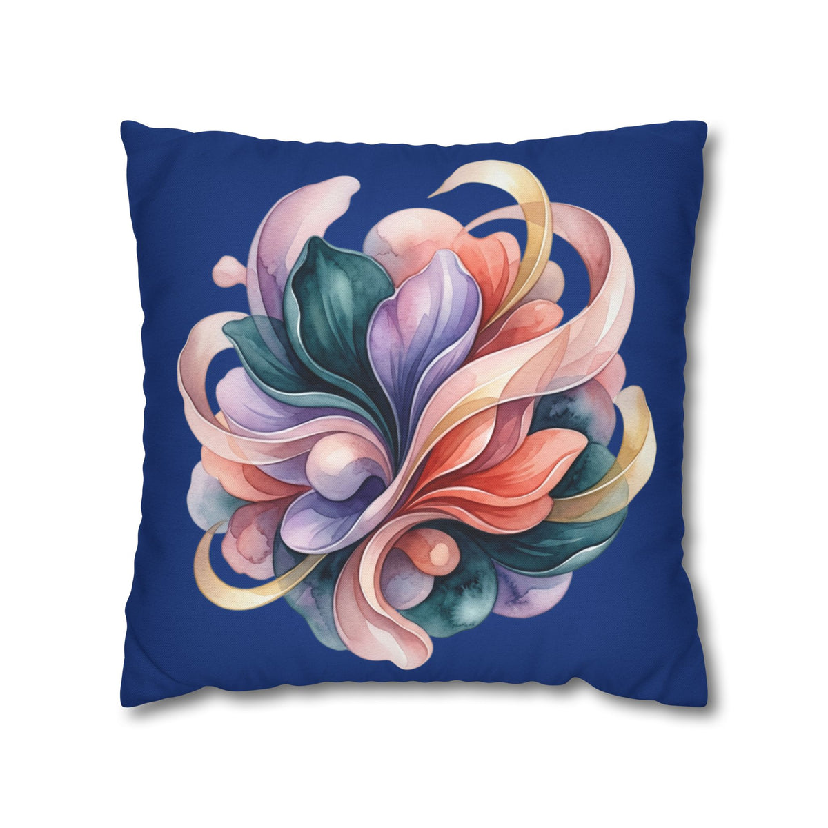 Floral Swirl Decorative Pillowcase — Vibrant Abstract Blossom on Navy