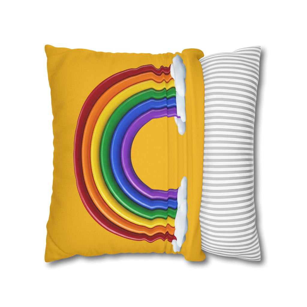 Rainbow Yellow Spun Polyester Square Pillowcase