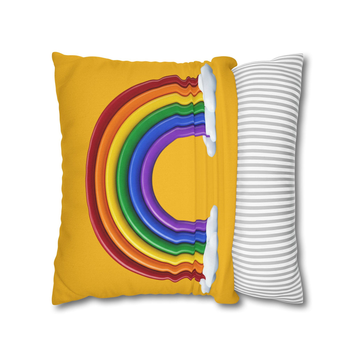Rainbow Yellow Spun Polyester Square Pillowcase