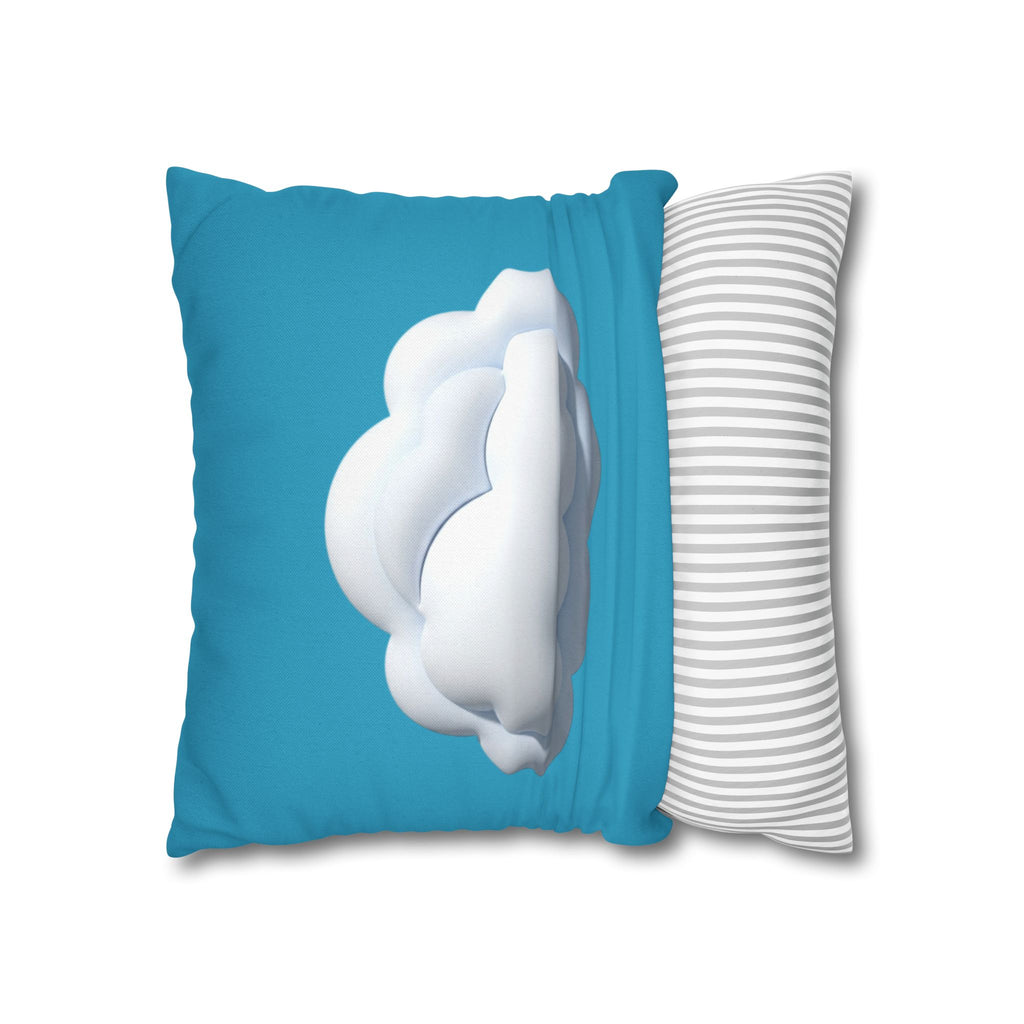 Cloud Print Turquoise Pillowcase – Cute White Cloud on Blue Decorative Throw Pillow Cover