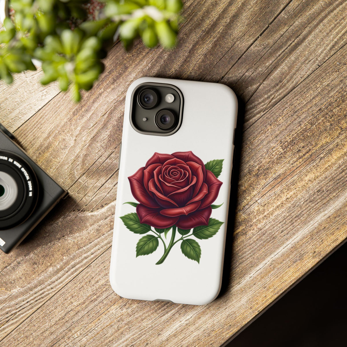 Rose Phone Case — Vintage Red Rose Floral Protective Cover