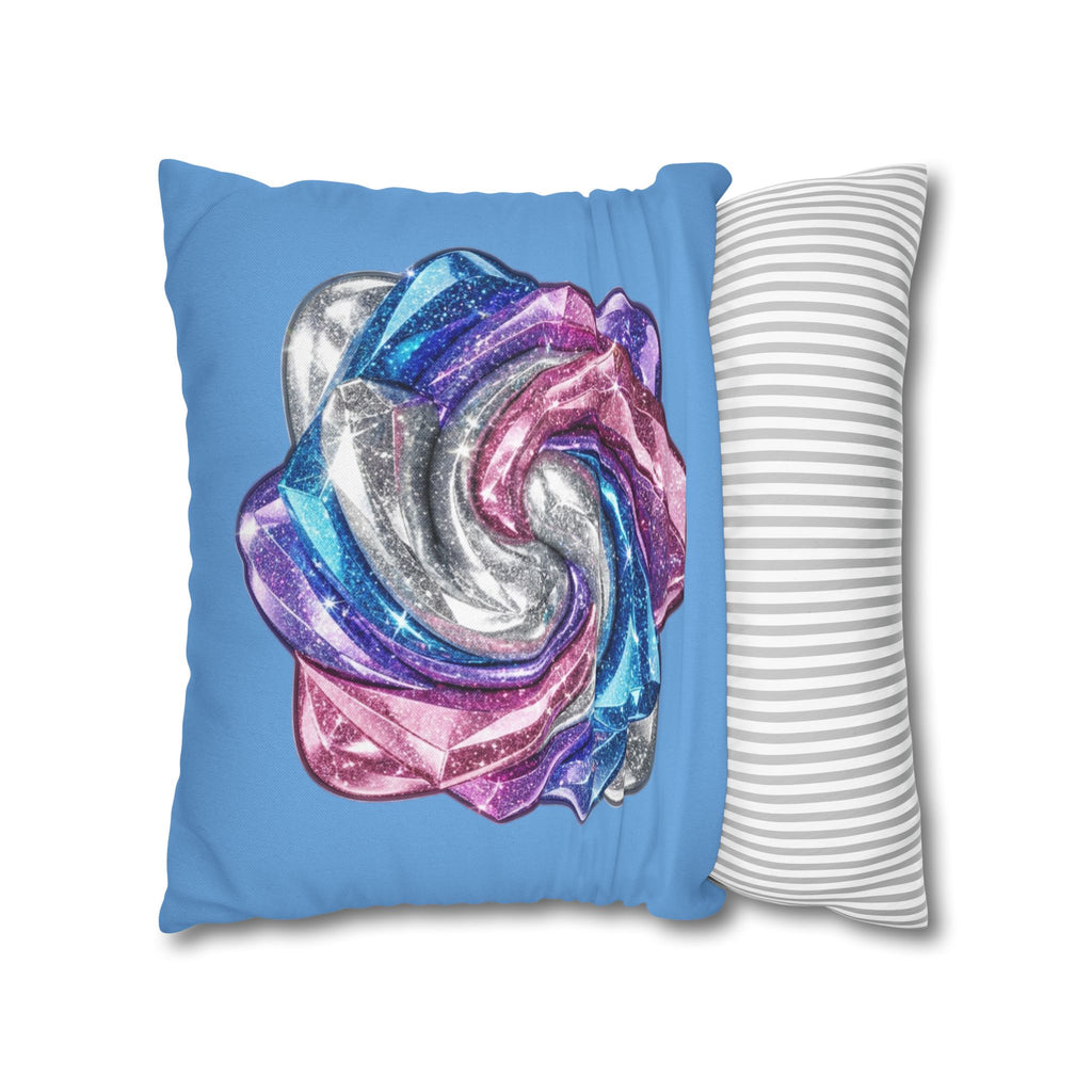 3D Glitter Design Light Blue Spun Polyester Square Pillowcase