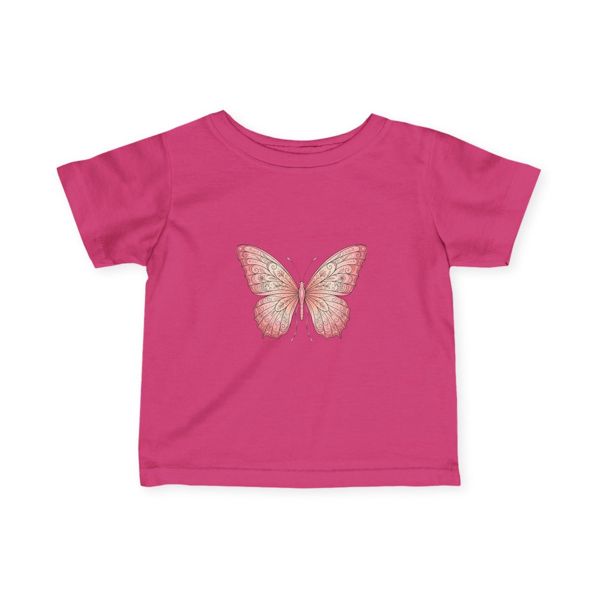 Infant Tee with Pink Watercolor Butterfly — Baby Girl Spring Floral Shirt