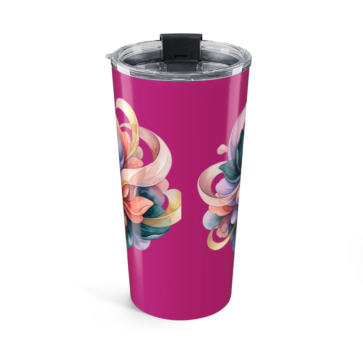 20oz Floral Swirl Tumbler – Vibrant Pink Insulated Travel Cup