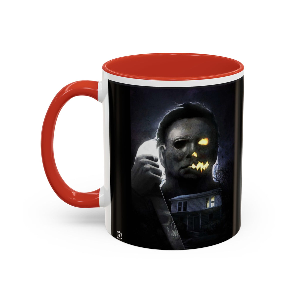 Halloween Michael Myers Accent Coffee Mug — Spooky Horror Movie Jack-O'-Lantern Face (11/15oz)