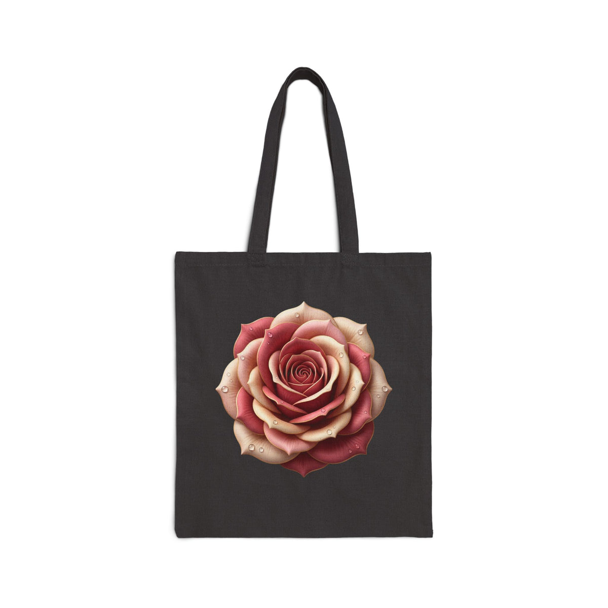 Rose Bloom Canvas Tote Bag — Vintage Pink Floral Cotton Shopper