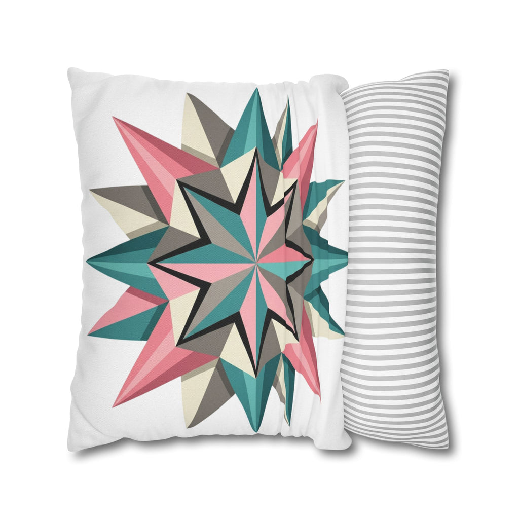 Geometric Starburst Throw Pillowcase — Pink Teal Modern Decorative Cushion Cover