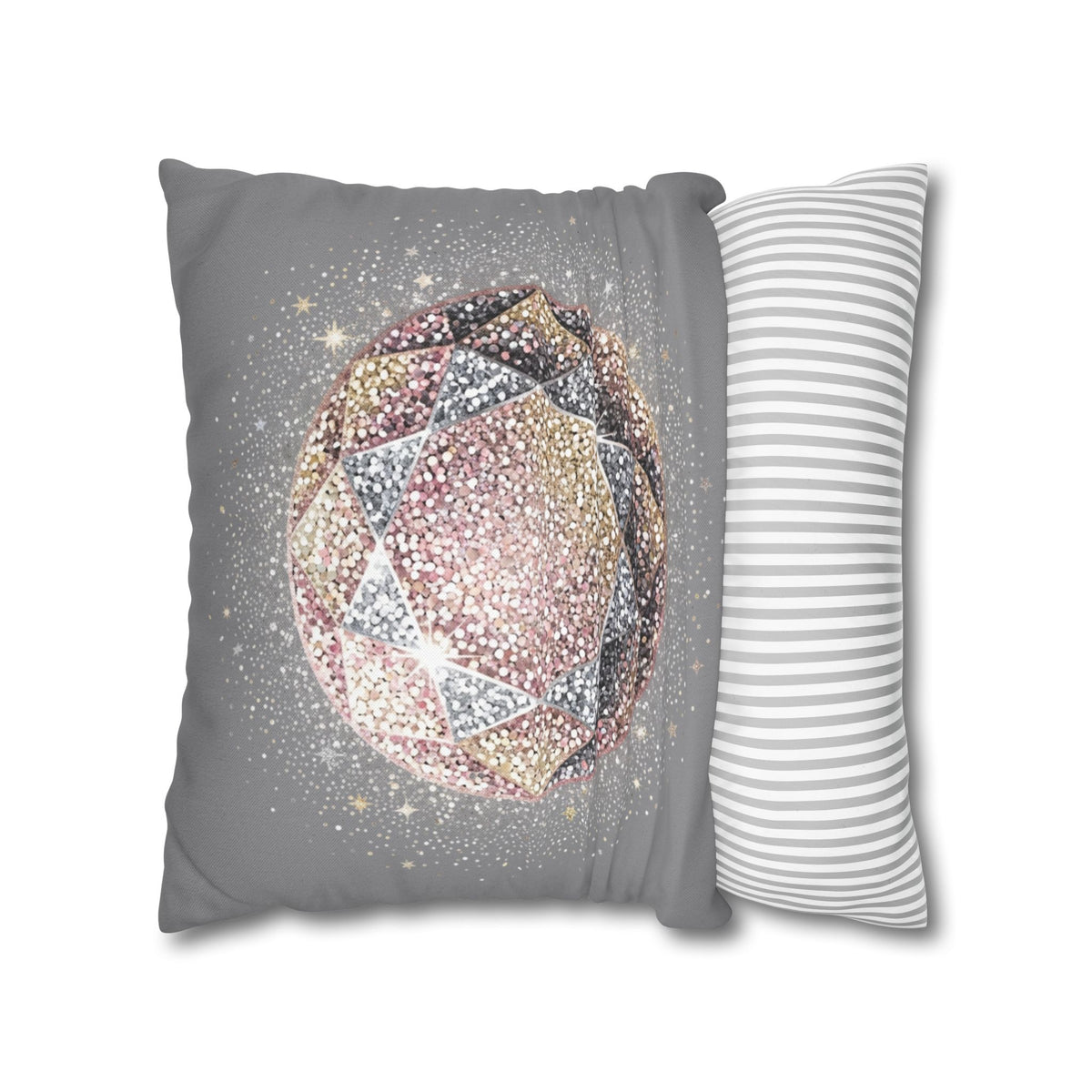 Glittery Grey Spun Polyester Square Pillowcase