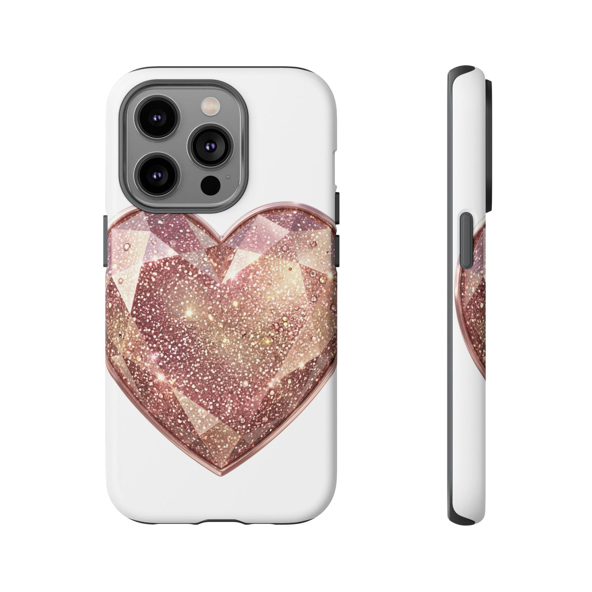 Rose Gold Glitter Crystal Heart Phone Case