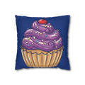 Cupcake Decor Pillowcase — Purple Frosting Dessert Throw Pillow Cover- Navy