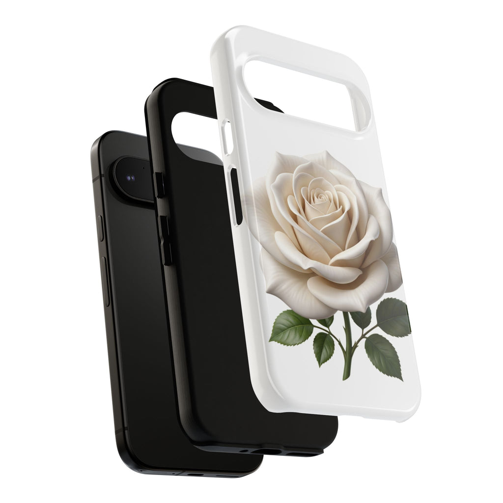 White Rose Tough Phone Case – Elegant Floral Protective Cover
