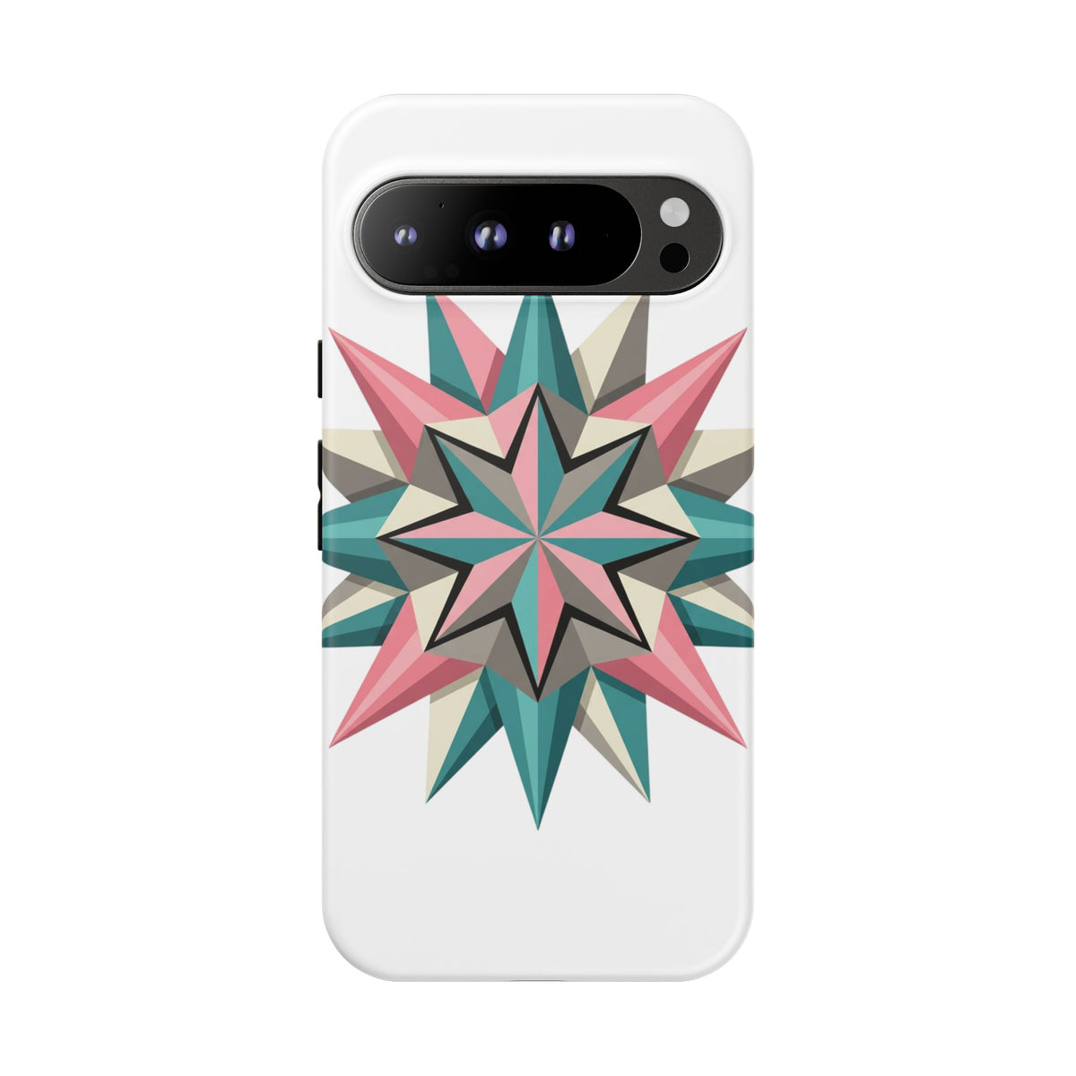 Geometric Star Tough Phone Case – Pink Teal Compass Design