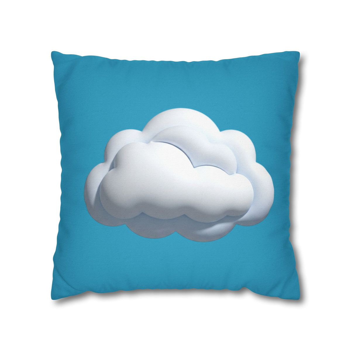 Cloud Print Turquoise Pillowcase – Cute White Cloud on Blue Decorative Throw Pillow Cover