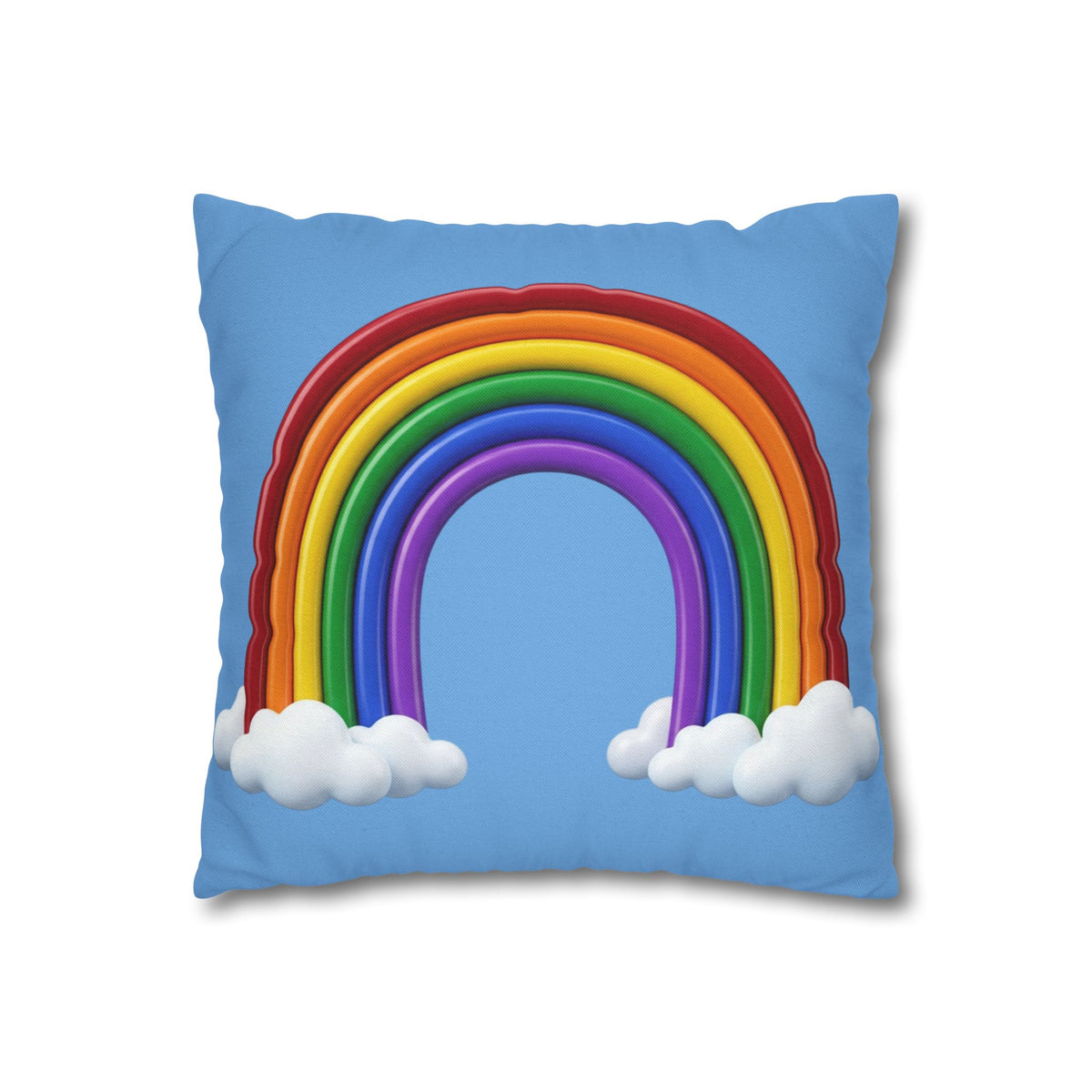 Rainbow Light Blue Spun Polyester Square Pillowcase