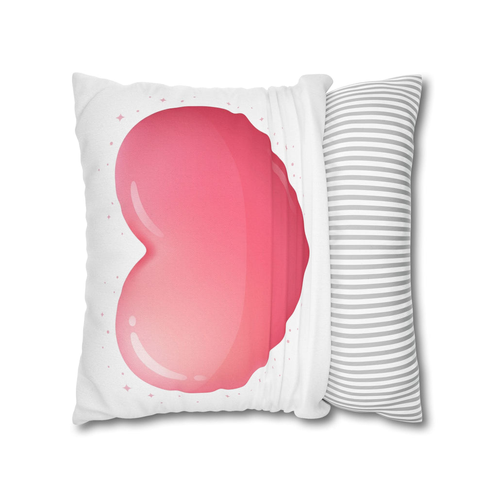 Pink Heart Spun Polyester Square Pillowcase