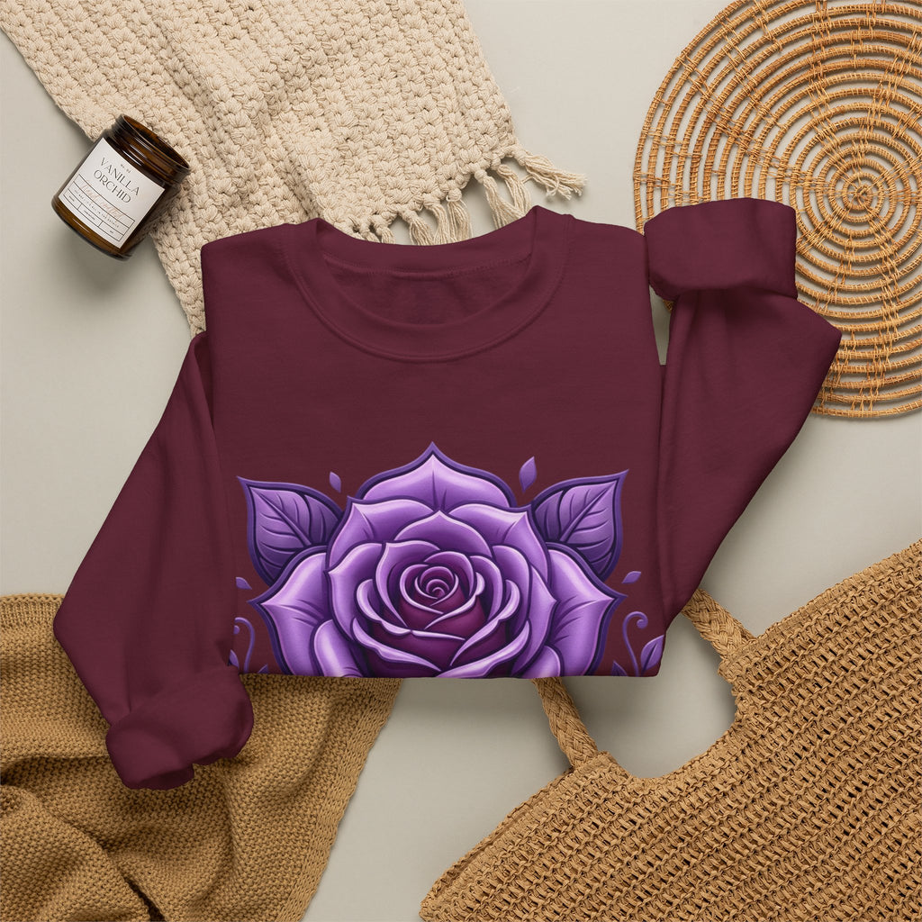 Purple Rose Crewneck Sweatshirt