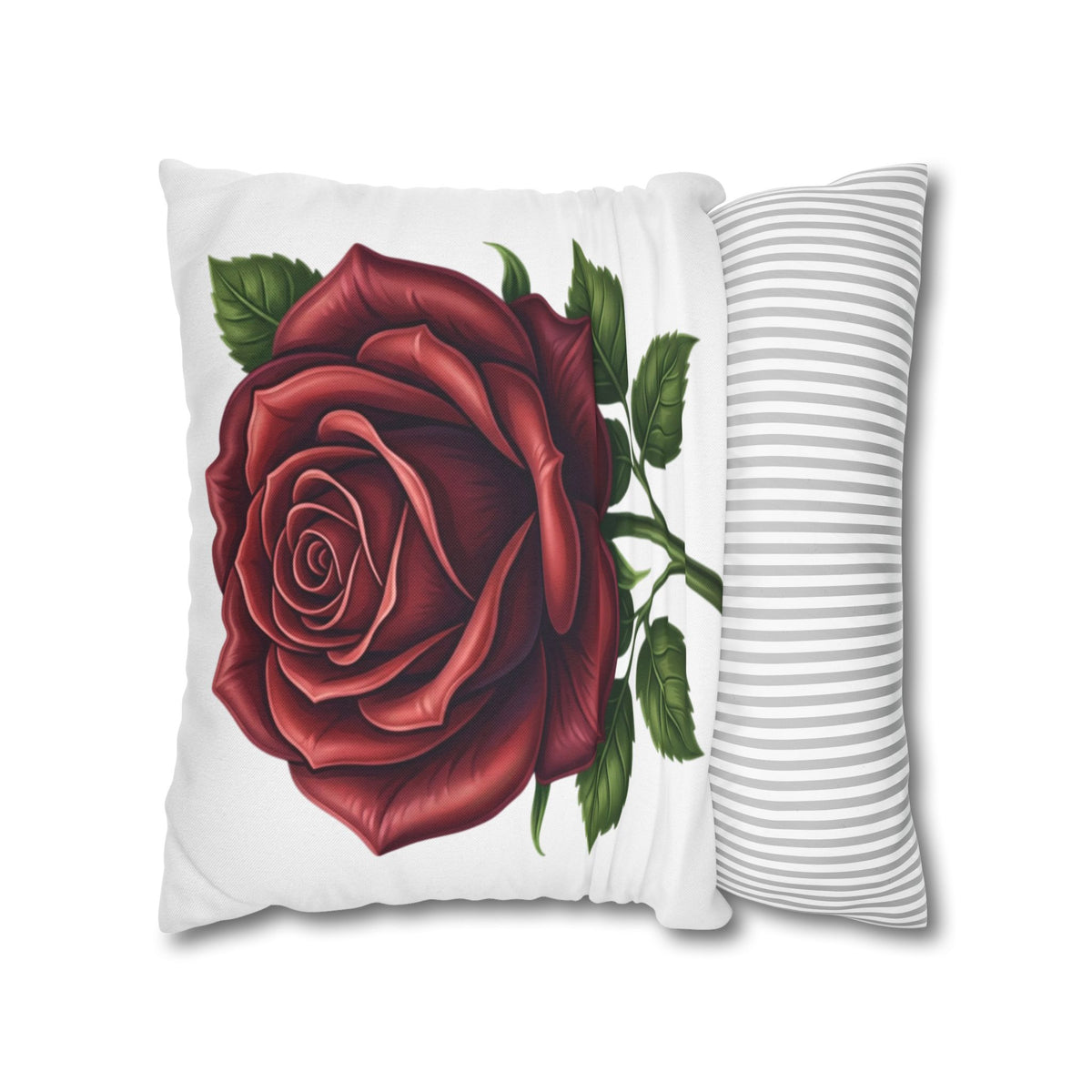Red Rose Spun Polyester Square Pillowcase