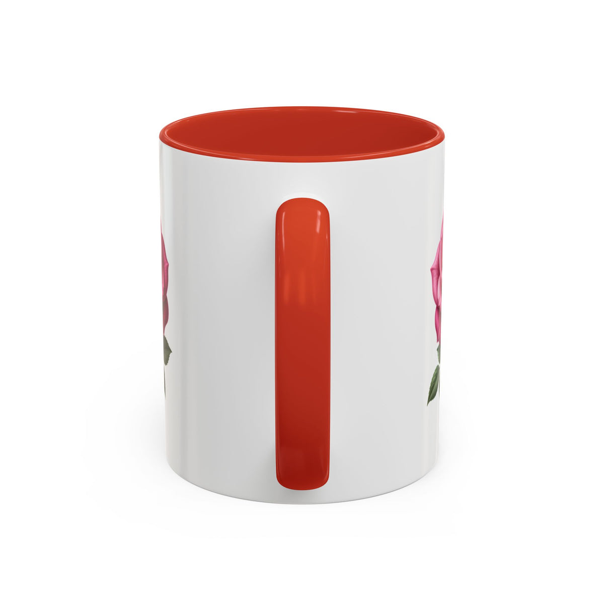 Pink Rose Accent Coffee Mug — Floral Tea & Coffee Cup (11/15 oz)