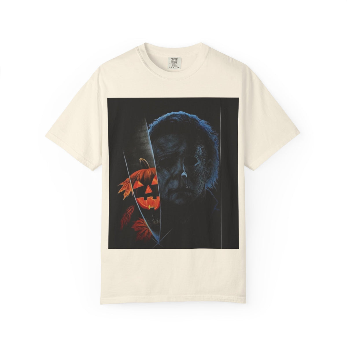 T-Shirt — Halloween Split-Face Pumpkin & Michael Myers Horror Graphic