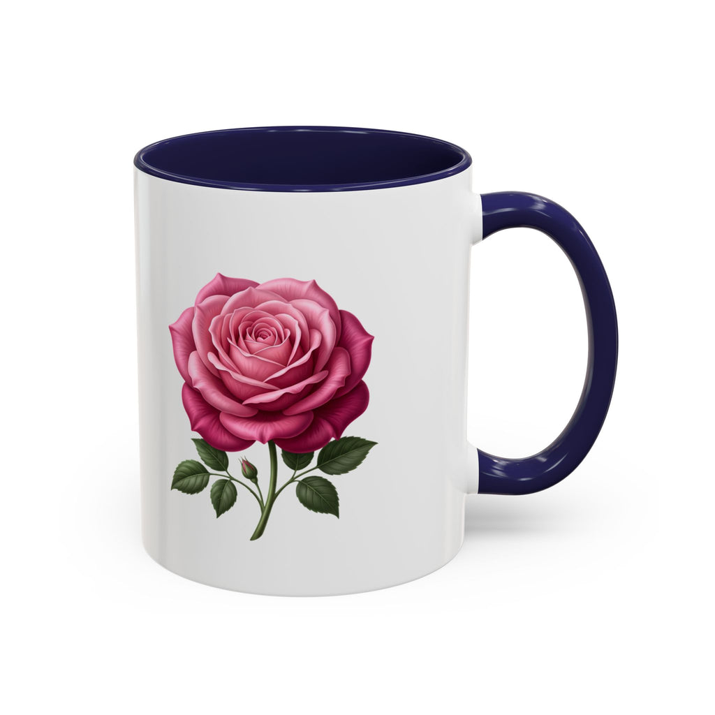 Pink Rose Accent Coffee Mug — Floral Tea & Coffee Cup (11/15 oz)
