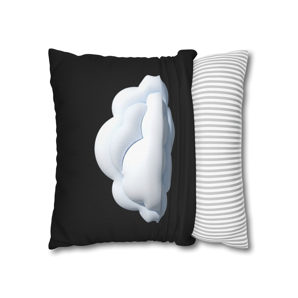 Cloud Graphic Black Pillowcase — Soft White Cloud on Black Decorative Pillow Cover