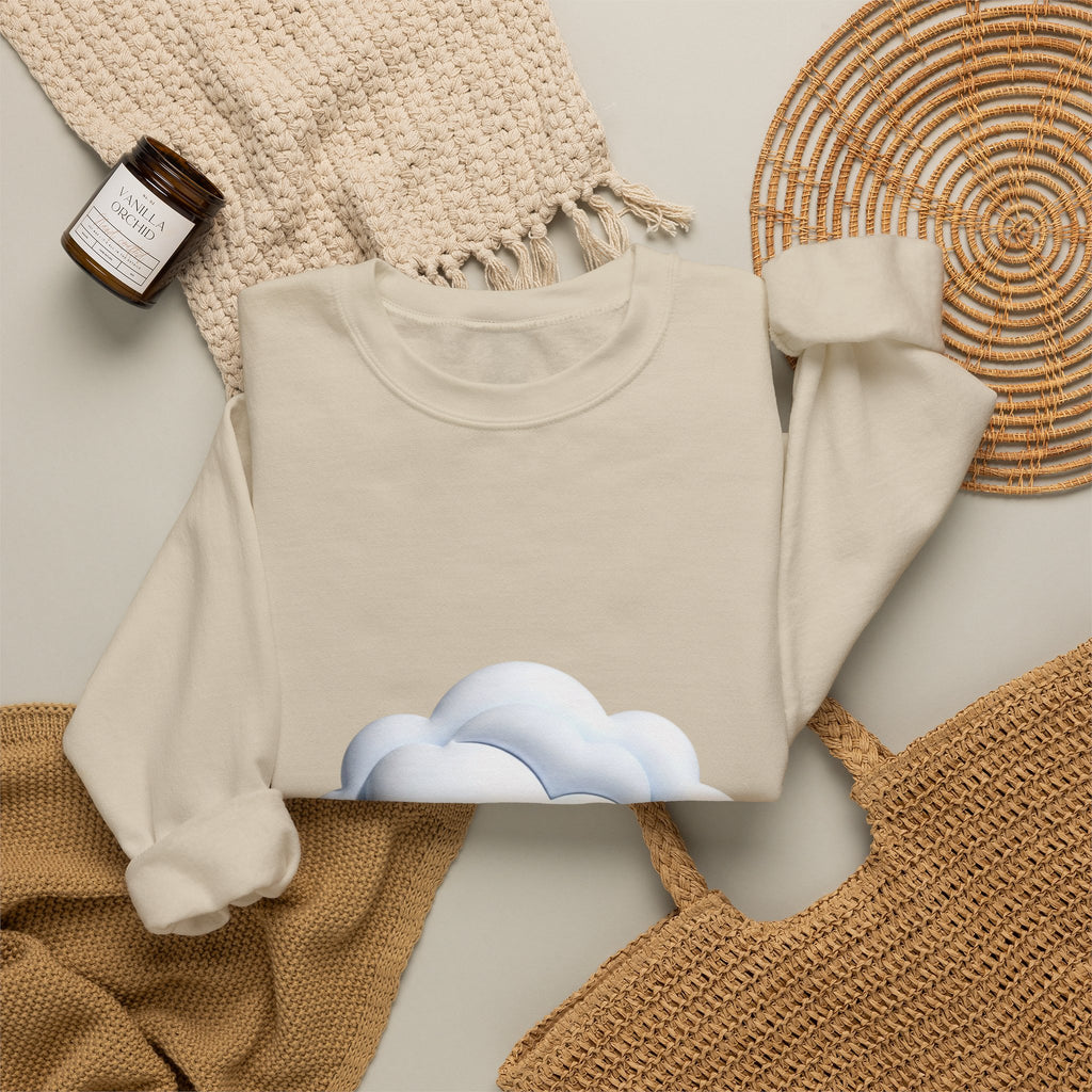 Cloud Graphic Sweatshirt — Soft White Cozy Crewneck