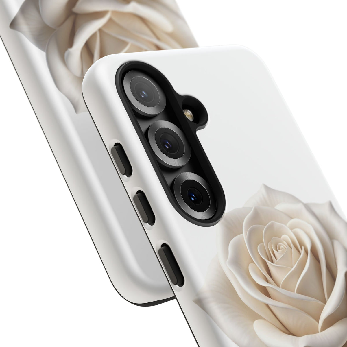 White Rose Tough Phone Case – Elegant Floral Protective Cover