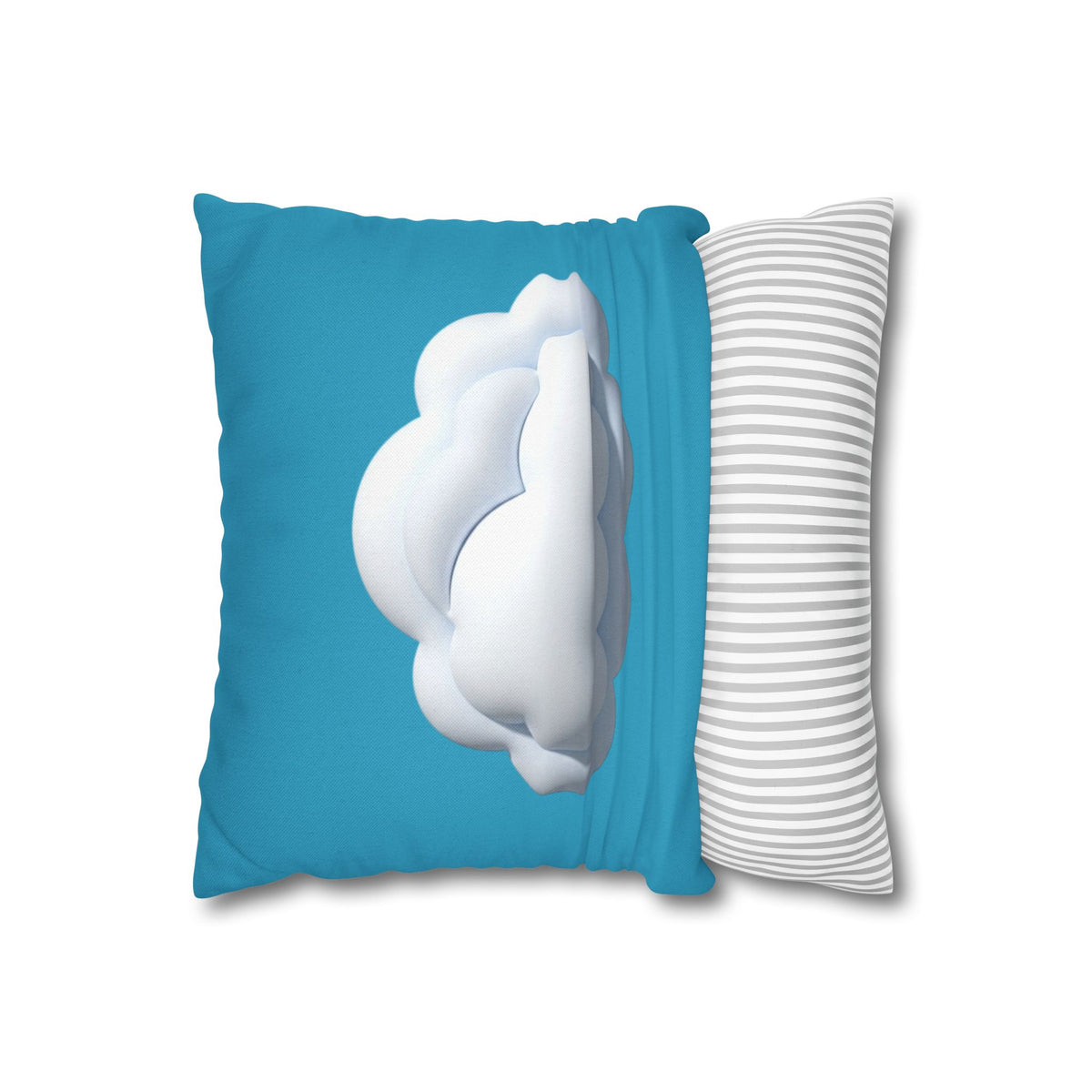 Cloud Print Turquoise Pillowcase – Cute White Cloud on Blue Decorative Throw Pillow Cover