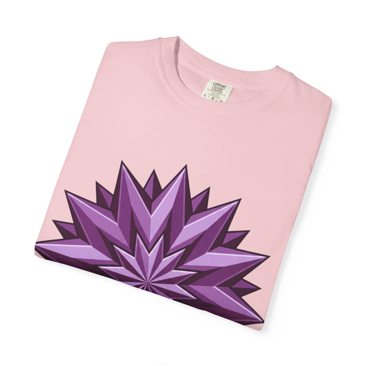 Purple Geometric Starburst T-Shirt — Bold 3D Floral Graphic Tee